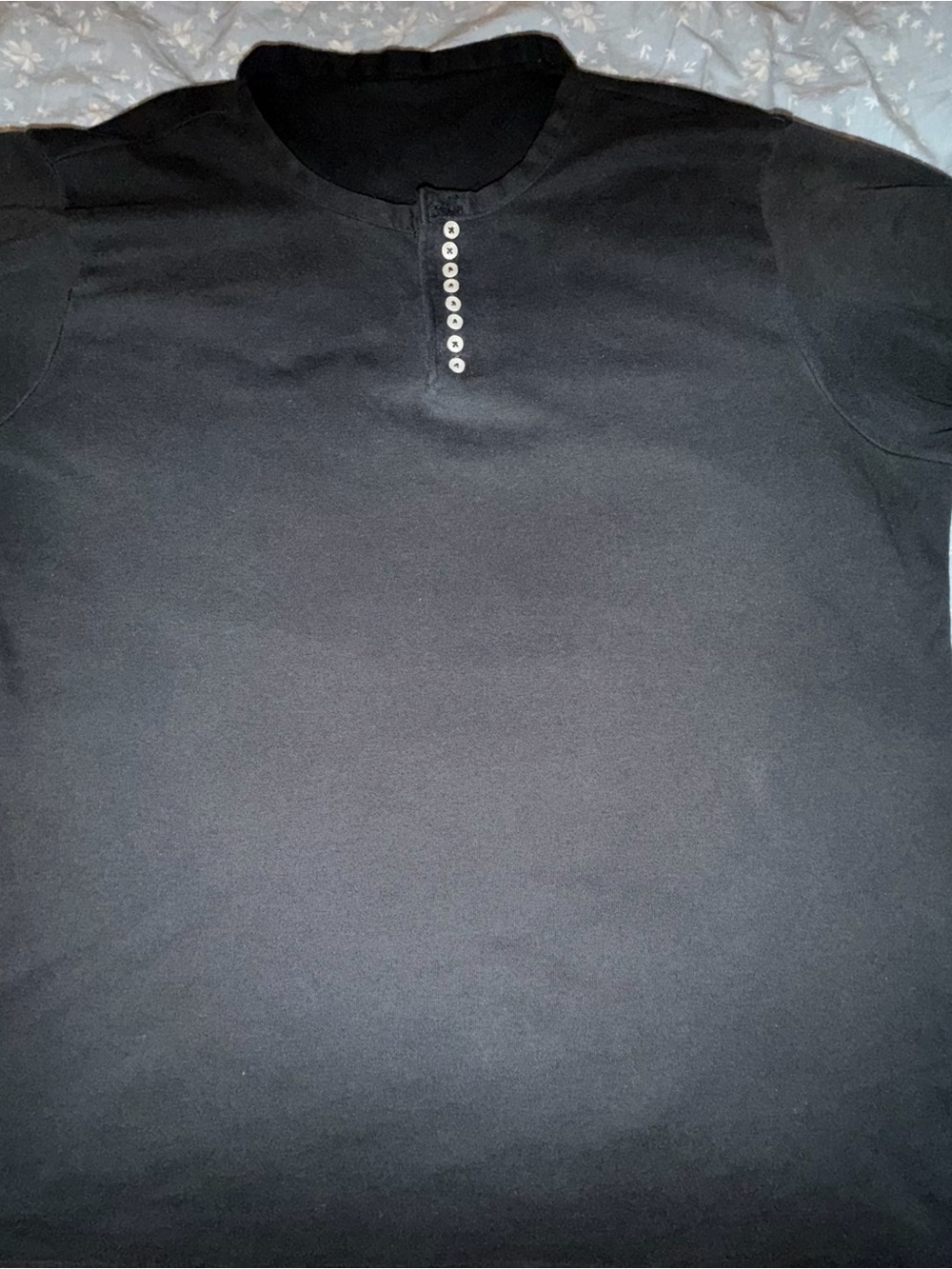 One of a kind, tailored shirt made from scratch. Size Large, 9 button Henley